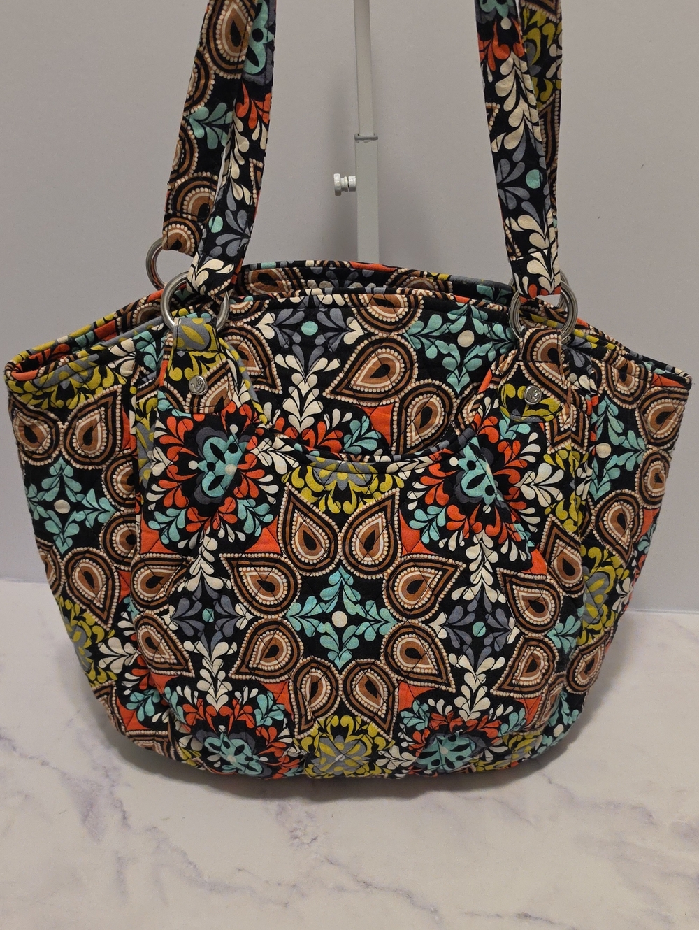 Vera Bradley Quilted Floral Paisley Tote - Black Multi
